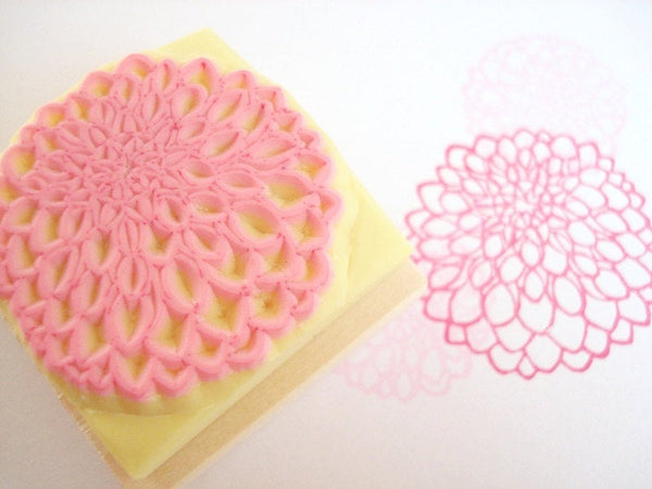 Dahlia flower invitation stamp, Flower rubber stamp, Wedding rubber stamp, Flower decoration