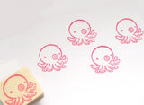 Octopus stamp, Kawaii stationery, Squid stamp, Cute rubber stamp, Unique handmade stamp, Japanese rubber stamps