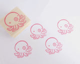 Octopus stamp, Kawaii stationery, Squid stamp, Cute rubber stamp, Unique handmade stamp, Japanese rubber stamps