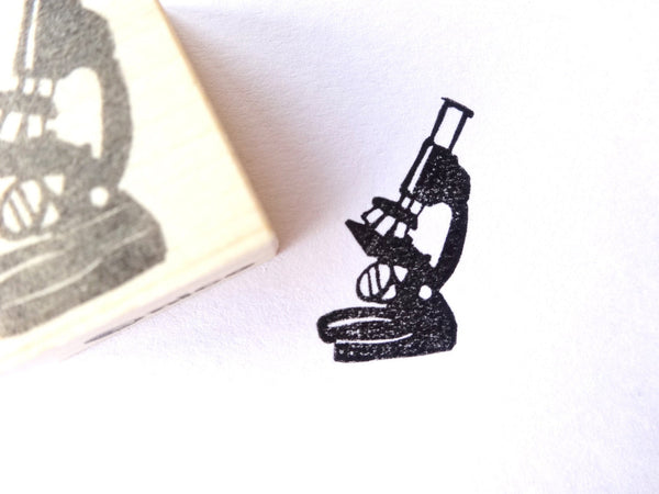 Microscope Stamp, Biology Stationery, Unique rubber stamp, Japanese rubber stamp, Gift for him