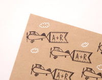 Initial airplane stamp, Wedding rubber stamp, Personalized stamp