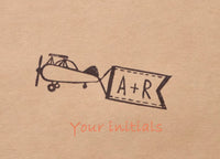 Initial airplane stamp, Wedding rubber stamp, Personalized stamp