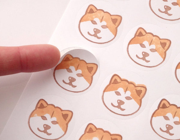 Japanese Akita stickers set of 48, Akita inu, Japanese dog, Akita lover stickers, Japanese rubber stamps