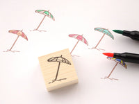 Beach parasol rubber stamp, Summer invitation, Parasol decoration wedding