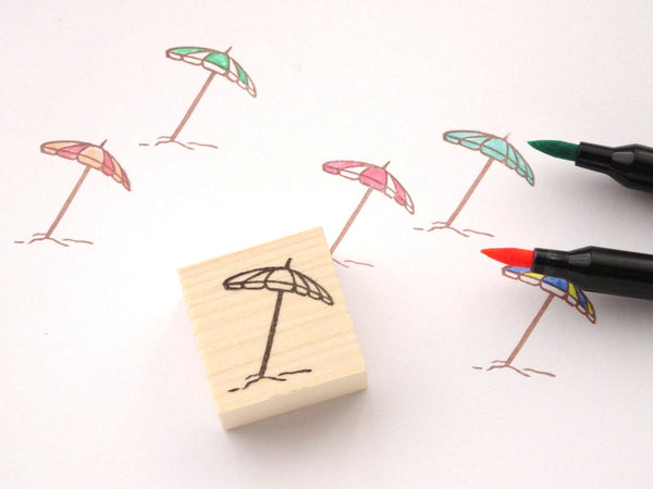 Beach parasol rubber stamp, Summer invitation, Parasol decoration wedding