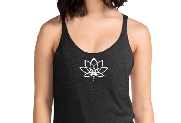 Women's black tank lotus
