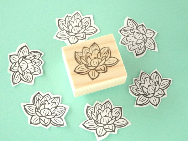 Wedding rubber stamp, Japanese flower stamp, Zen lotus flower stamp, Lotus rubber stamp