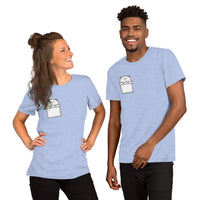 Cat is hanging on the small pocket Short-Sleeve Unisex T-Shirt