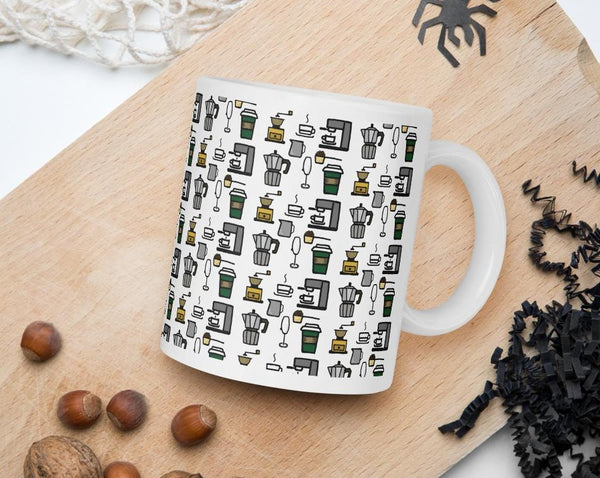 Coffee tool mug, Kawaii coffee mug, Gift for coffee lover, Kawaii logo coffee, Cafe tools mug