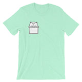 Cat is hanging on the small pocket Short-Sleeve Unisex T-Shirt