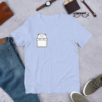 Cat is hanging on the small pocket Short-Sleeve Unisex T-Shirt