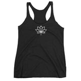 Women's black tank lotus