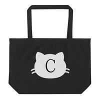 Cat tote bag, Initial tote bag, Cat initial tote