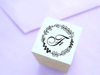 Monogram wreath stamp, Personalized wedding stamp, Custom rubber stamp, Japanese rubber stamps, Calligraphy stamp