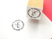 Monogram wreath stamp, Personalized wedding stamp, Custom rubber stamp, Japanese rubber stamps, Calligraphy stamp