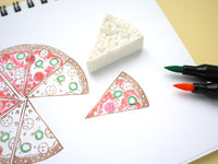 Pizza rubber stamp,  Unique handmade stamp, Junk food decoration, Japanese rubber stamps