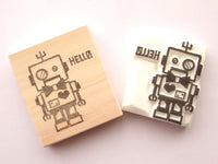 Retro robot rubber stamp, Japanese rubber stamp, Unique rubber stamp