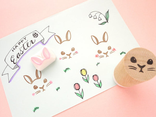 Rabbit rubber stamp, Easter decoration, Cat rubber stamp, Cute animal stamp, Japanese rubber stamps