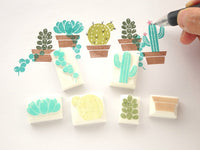 Succulent plant rubber stamps, Cute rubber stamps, Japanese rubber stamps, Hobonichi decoration