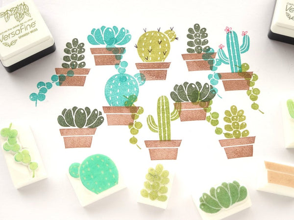 Succulent plant rubber stamps, Cute rubber stamps, Japanese rubber stamps, Hobonichi decoration