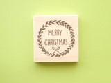 Christmas wreath stamp, Christmas card decoration, Japanese rubber stamp