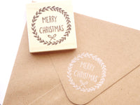 Christmas wreath stamp, Christmas card decoration, Japanese rubber stamp